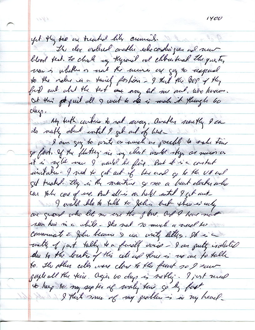 Dr John WorldPeace 2008 Prison Journal